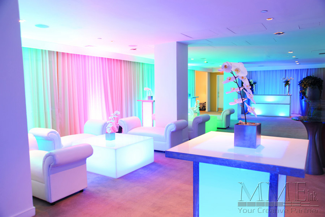 Lounge rental with ambient lighting design
